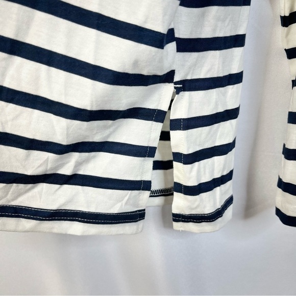 H&M White & Blue Stripe Drop Shoulder Boyfriend Long Sleeve T-Shirt M - Picture 4 of 4